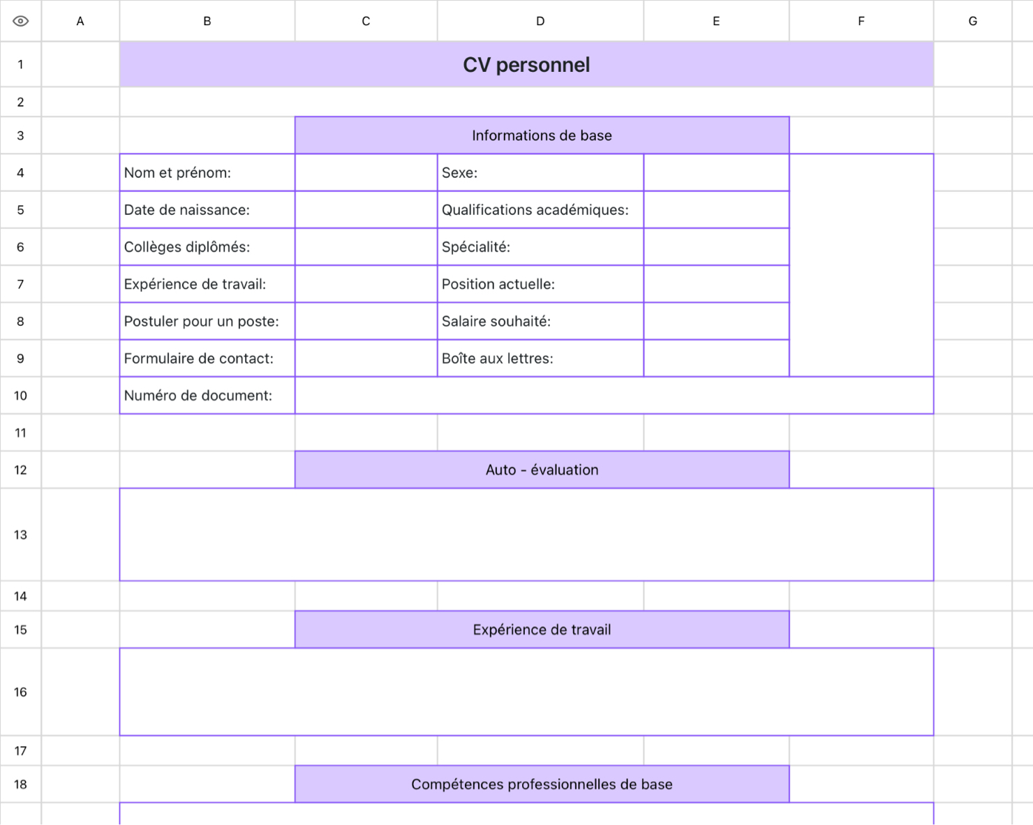 CV personnel minimaliste